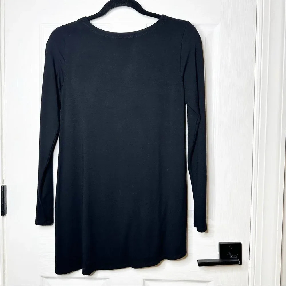 EILEEN FISHER Long Sleeve Scoop Asymmetrical Hem Tee Size XS Minimalist‎ Neutral - Picture 7 of 7